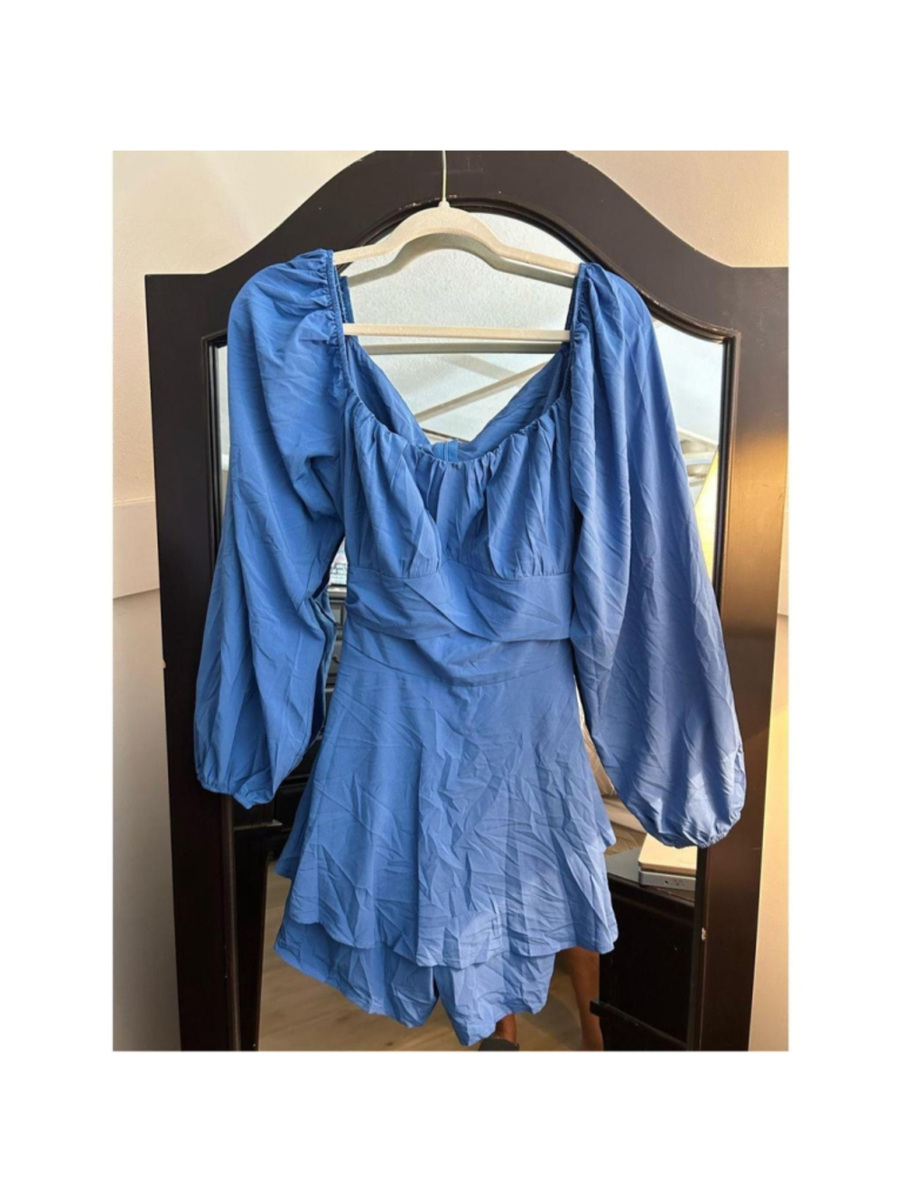 NEW LYANER Lantern Ruffle Layer Tie Mini Short Romper M